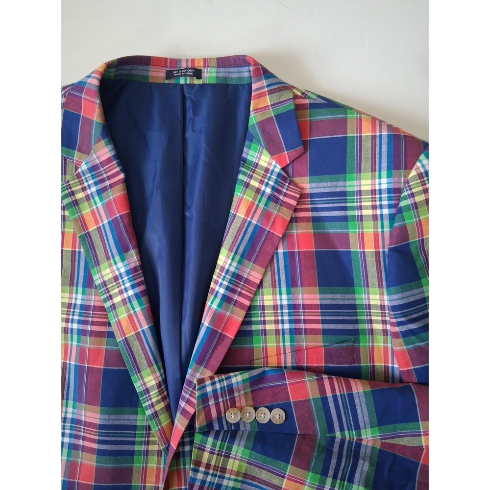 Saddlebred Plaid Blazer 50R Multicolor Madras Preppy Ivy League Sport Coat Derby